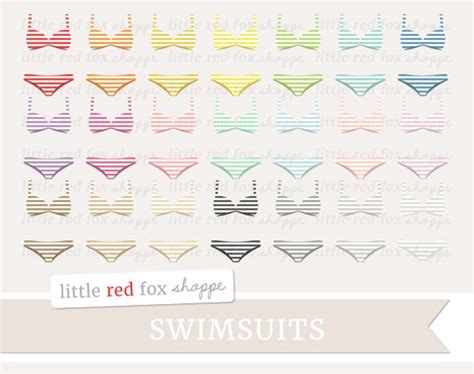 Striped Bikini Clipart Swimsuit Clip Art Swim Suit Clipart Etsy