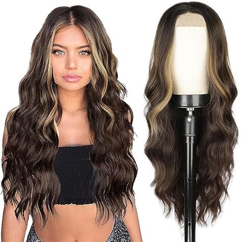 Discount On Poptaiyu Long Brown Mixed Blonde Wavy Highlight Lace