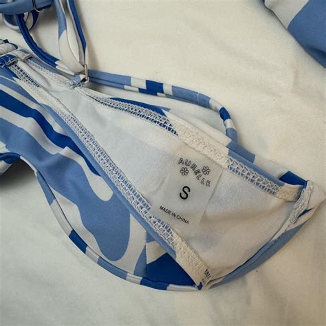 Aurelle Shop Bikini Set White And Blue Size Depop