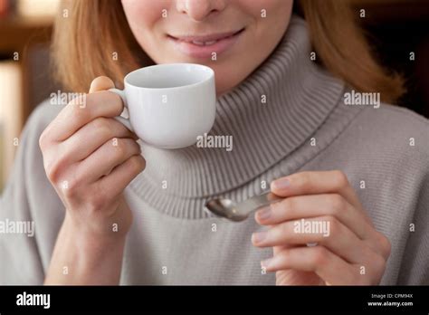WOMAN WITH HOT DRINK Stock Photo Alamy