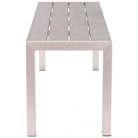 Zuo Metropolitan Brushed Aluminum Outdoor Bench Y8973 Lamps Plus
