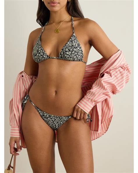 Matteau The String Floral Print Recycled Triangle Bikini Top In Black Lyst