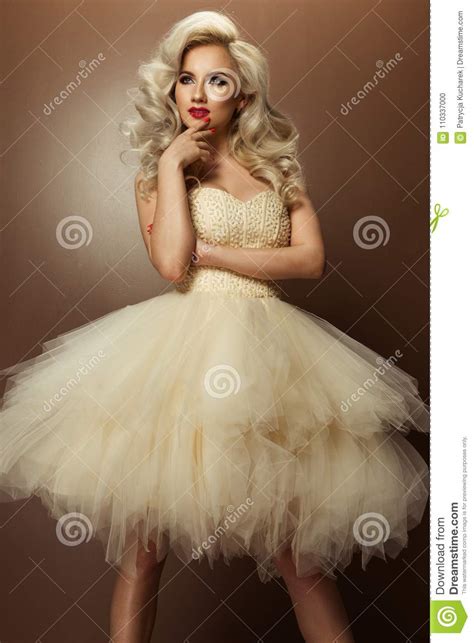 Sensual Blonde Woman With Long Curly Hair Stock Photo Image Of Attractive Adult 110337000