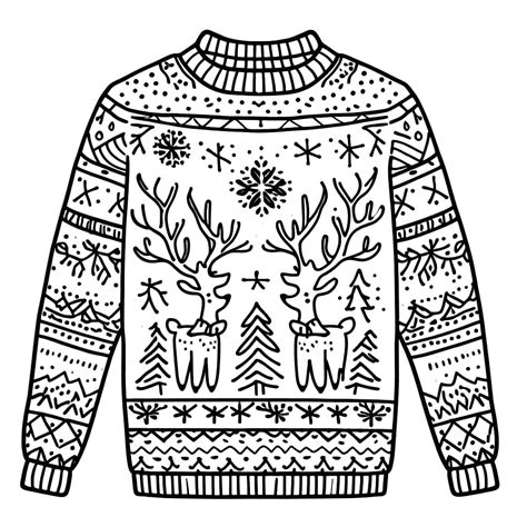 Christmas Sweater With Reindeers Coloring Page Download Print Or