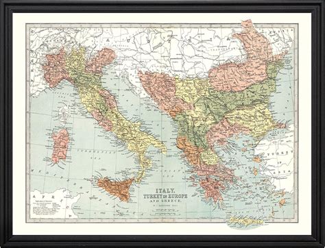 Amazon Italy Turkey Greece Map Museum Quality Vintage