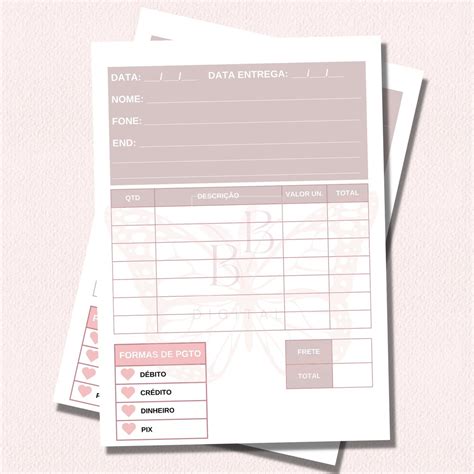 Folha De Pedidos Digital Basic Nude Elo Produtos Especiais