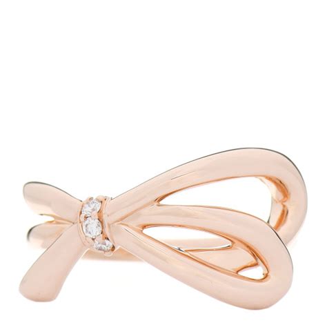 TIFFANY 18K Rose Gold Diamond Bow Ring 48 4.5 1114949 | FASHIONPHILE