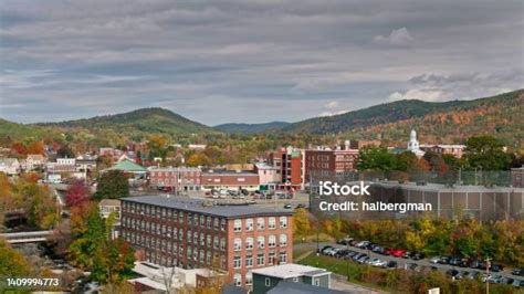 Aerial View Of Office Buildings In Lebanon New Hampshire Stock Photo