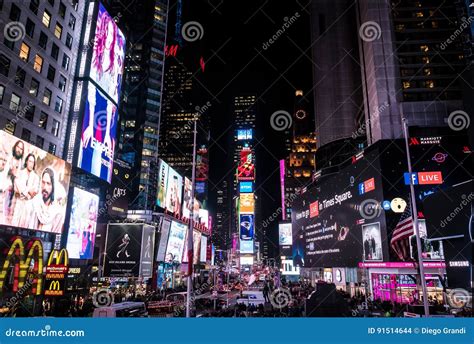 Times Square At Night New York Usa Editorial Stock Image Image Of