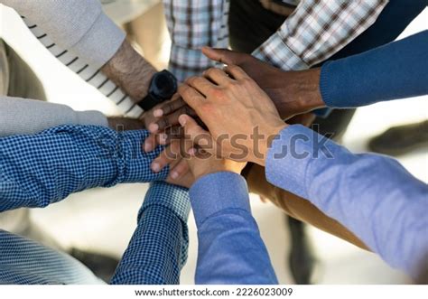 Group Diverse People Stacking Hands Middle Stock Photo 2226023009 ... 