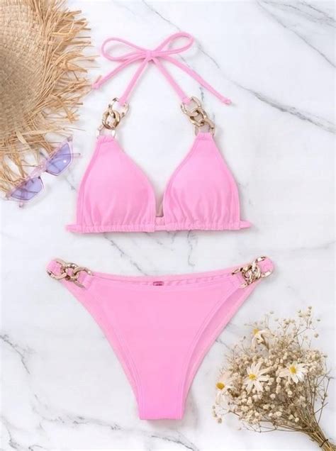 Str J K Pielowy Dwucz Ciowy Kostium Sexy Bikini Z Ote Wi Zanie Kolory M Ceny I Opinie Ceneo Pl