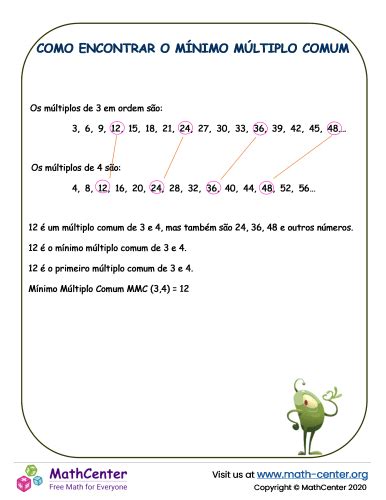 Mínimo Múltiplo Comum De 3 E 4 - Como Encontrar O Mínimo Múltiplo Comum | Páginas de Aprendizagem | Math ...