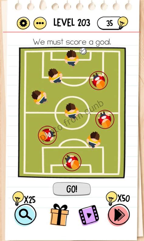 Brain Test Level 203 We must score a goal Answers Solutions