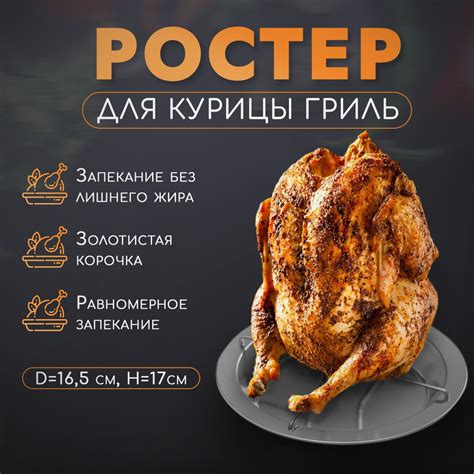 Ростер из нержавеющей стали для курицы-гриль Доляна, диаметр 16,5 см ...
