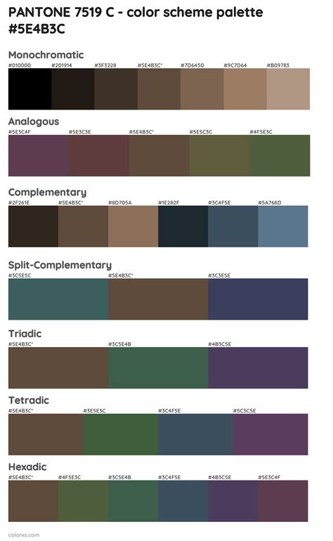 PANTONE 7519 C color palettes - colorxs.com