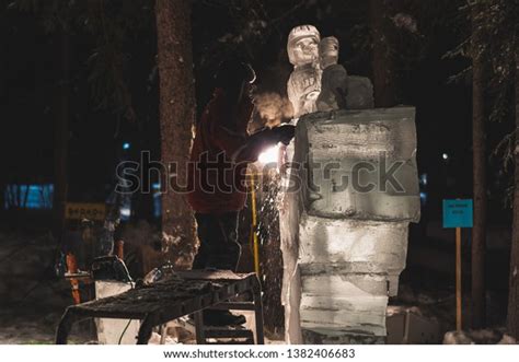 Alaska Fairbanks Ice Sculpture Park During Stock Photo 1382406683 ...