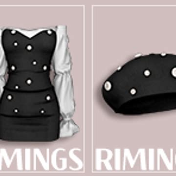 Rimings Off Shoulder Blouse Pearl Velvet Dress Beret Rimings On