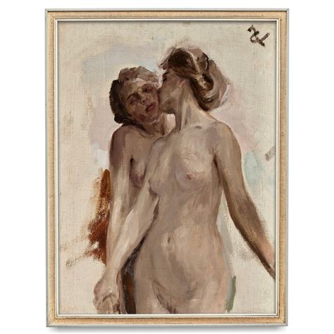 Antique Lesbian Art Impressionist Nude Painting Two Women Tasteful Nude Art Fine Art Print