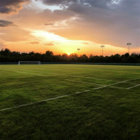 Soccer field evening view Ai generated 24388414 Stock Photo at Vecteezy