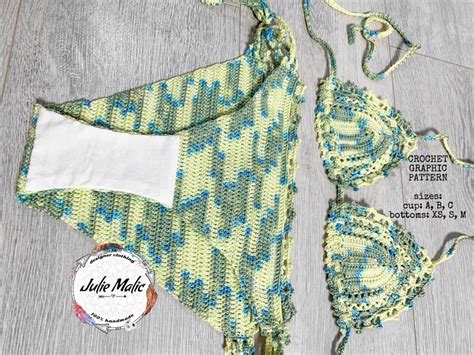 Crochet Bikini Set Pdf Pattern And Tutorial Triangle Top Etsy
