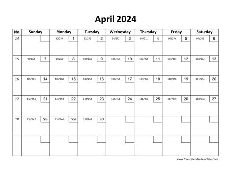April Calendar 2024 Printable With Checkboxes Horizontal Free