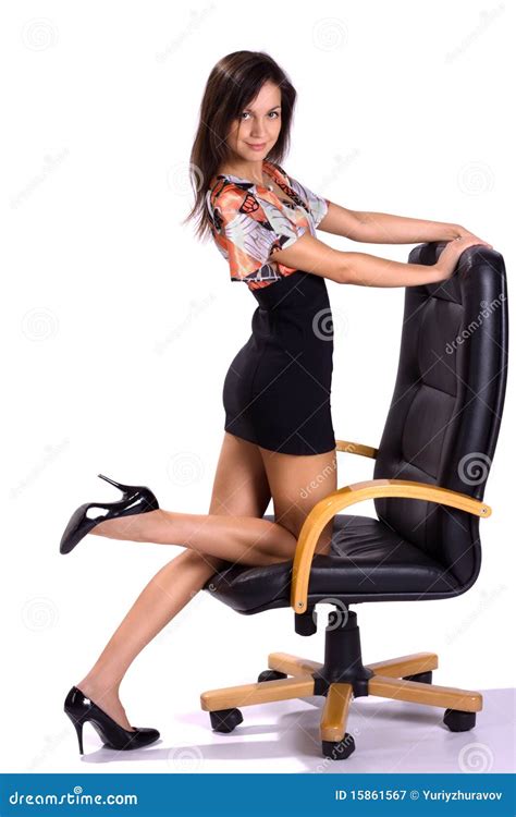 Beautiful Brunette On Armchair Isolated Stock Image Image Of Casual Beautiful