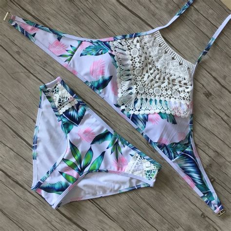Sexy Lace Swimwear Women Praia Bandage Bikini Set Hot Swimsuit Maio Biquini Traje De Bano Mujer