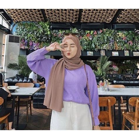 Ootd Blouse Blouse Rajut Atasan Wanita Hijab Ootd Turtle Neck