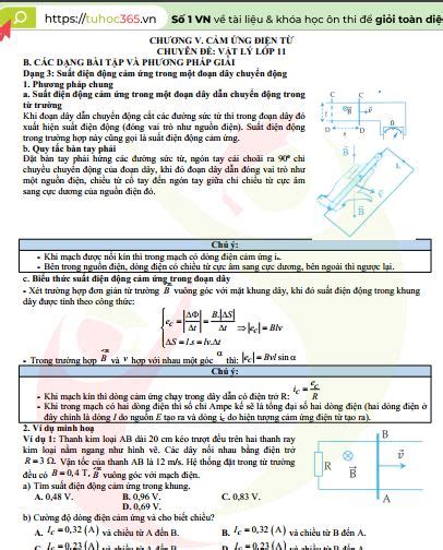 Suất điện động cảm ứng trong một đoạn dây chuyển động Tự Học 365