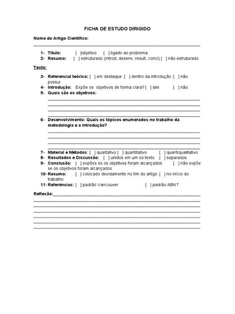Estudo Dirigido Exemplo - Ficha de Estudo Dirigido | PDF