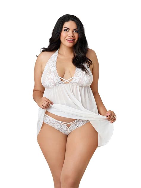 Dreamgirl Plus Size Classic Full Figure Halter Adjustable Babydoll Lingerie Walmart