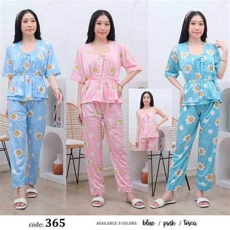 Gafesa CP Kimono In Satin Floral Pattern Suit Tricot Kimono Lingerie Set KD Shopee