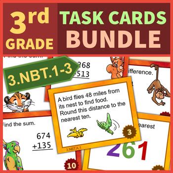 3 NBT 1 3 NBT 3 Math 3rd Grade Task Cards Bundle By Math Is Easy