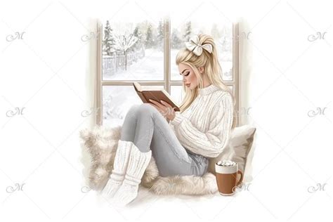 Blonde Woman Reading By A Frosty Window