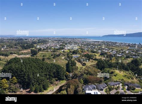 Waikanae Village And Beach Stock Photo Alamy