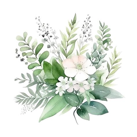 Premium Ai Image Watercolor Floral Composition Hand Painted White