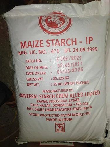 Indian Maize Starch Ip For Food Packaging Size 25 50 Kgs At Rs 44 Kg