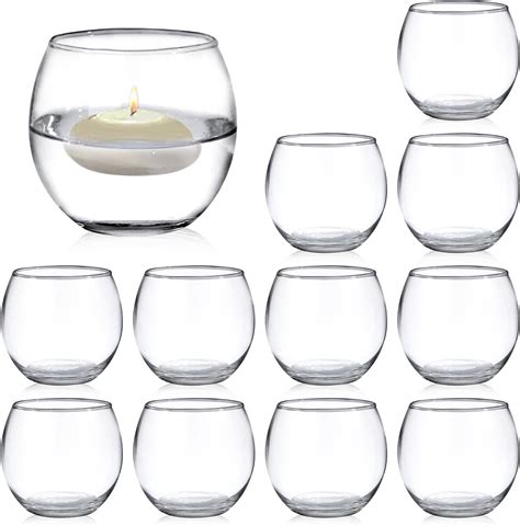 Piniwon Set Of 12 Clear Glass Tealight Candle Holder 2 6 H X 3 1 W Round