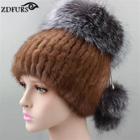 Fxfurs Russian Style Real Mink Fur Hat For Women Brand Winter Knitted