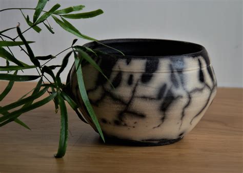 Naked Raku Ceramics Black White Raku Vase Small Ceramic Etsy