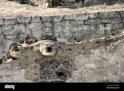 Detail of the Aztec Templo mayor ( Main Temple) ruins in the downtown ... 