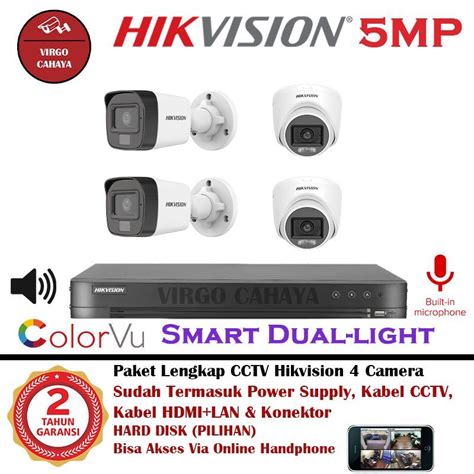 Jual Paket Cctv Camera Hikvision Mp Colourvu Dual Light Sudah Bisa