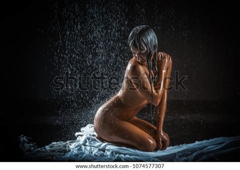 Beautiful Nude Woman Aqua Rain Stock Photo 1074577307 Shutterstock