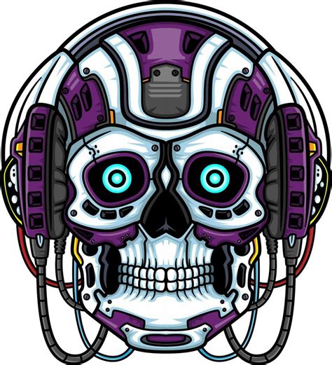 Purple Skull head robot mascot character 24612270 Vector Art at Vecteezy