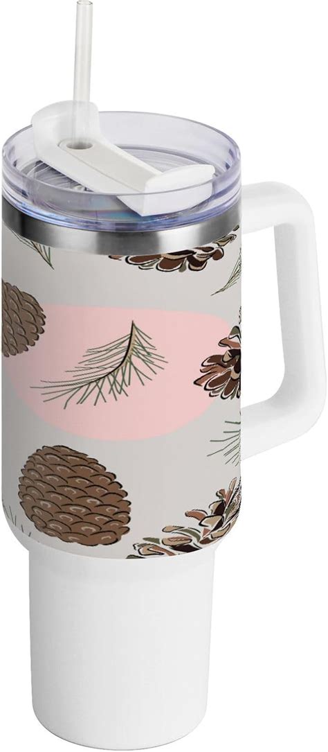 Skysonic 40 Oz Pine Cones And Pine Leaves Tumbler With Lid And Straw