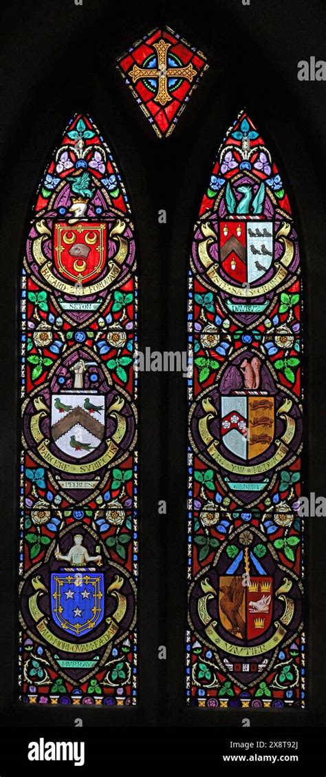 Stained Glass Window By Alexander Gibbs Depicting Coats Of Arms Of The