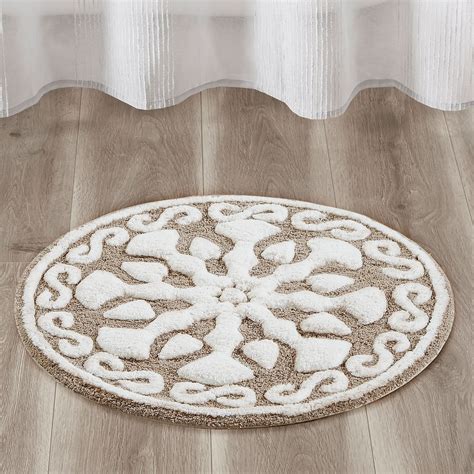 Casablanca Medallion Round Bath Rug Taupe 25 Dia Touch Of Class