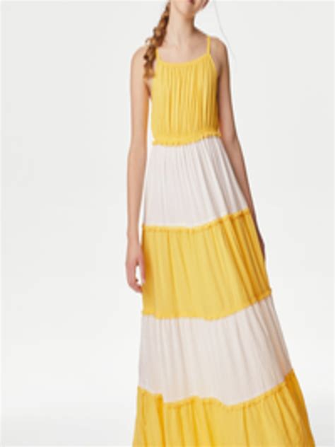 Buy Marks And Spencer Girls Colourblocked Shoulder Straps Gathered Detailed Maxi Dress Dresses