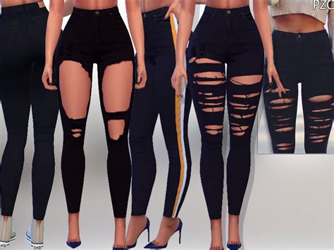 The Sims Resource Black Ripped Denim Jeans