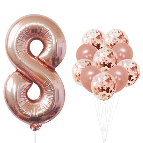 Rose Gold Number Balloon Foil Mylar Rose Gold Balloons Party